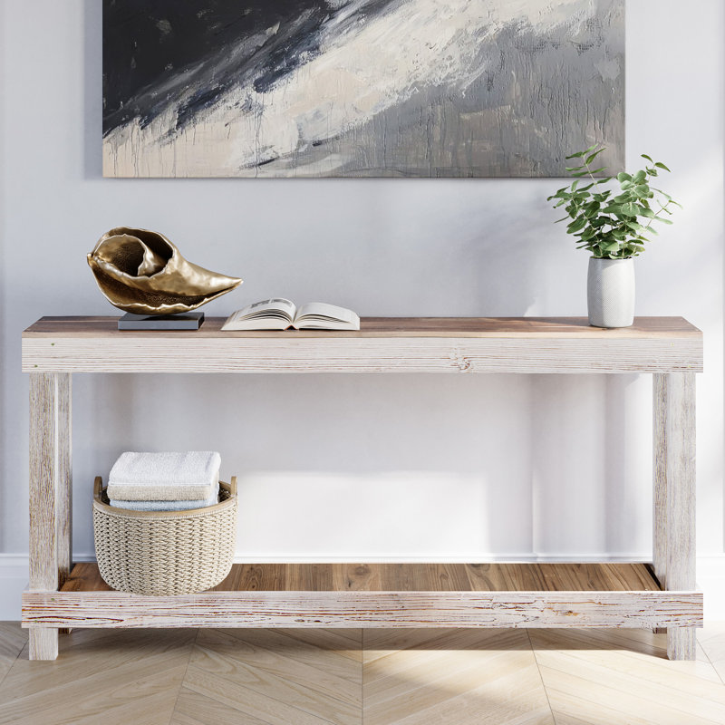 Console étroite en bois massif 60 po The Holiday Aisle, Blanc