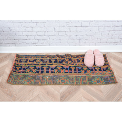 Handwoven Turkish Runner Rug with Vintage Floral Pattern for Small Hallways and Oriental Style Entryway Accent in Oushak Design