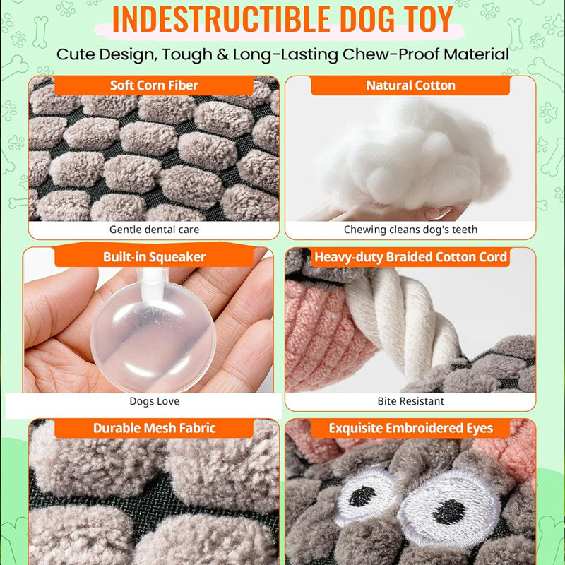 Mignon chien en peluche qui coule avec un coton doux, jouet de dentition interactif pour chiots, petits et moyens chiens pour soulager l'ennui