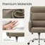 Chaise de bureau ergonomique COLAMY moderne à dossier haut, avec appui-tête et soutien lombaire, vérin à gaz certifié TÜV, roulettes silencieuses et hauteur réglable. Revêtement en tissu respirant, couleur camel.-290077510