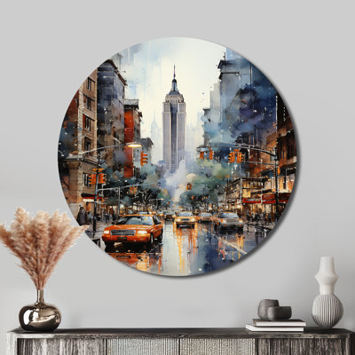 Pomerleau - paysage urbain rond, art en métal