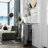 60 Inch Clear Glass Console Table Sofa Table With Mirrored Silver Geometric Base For Entryway Hallway Living Room