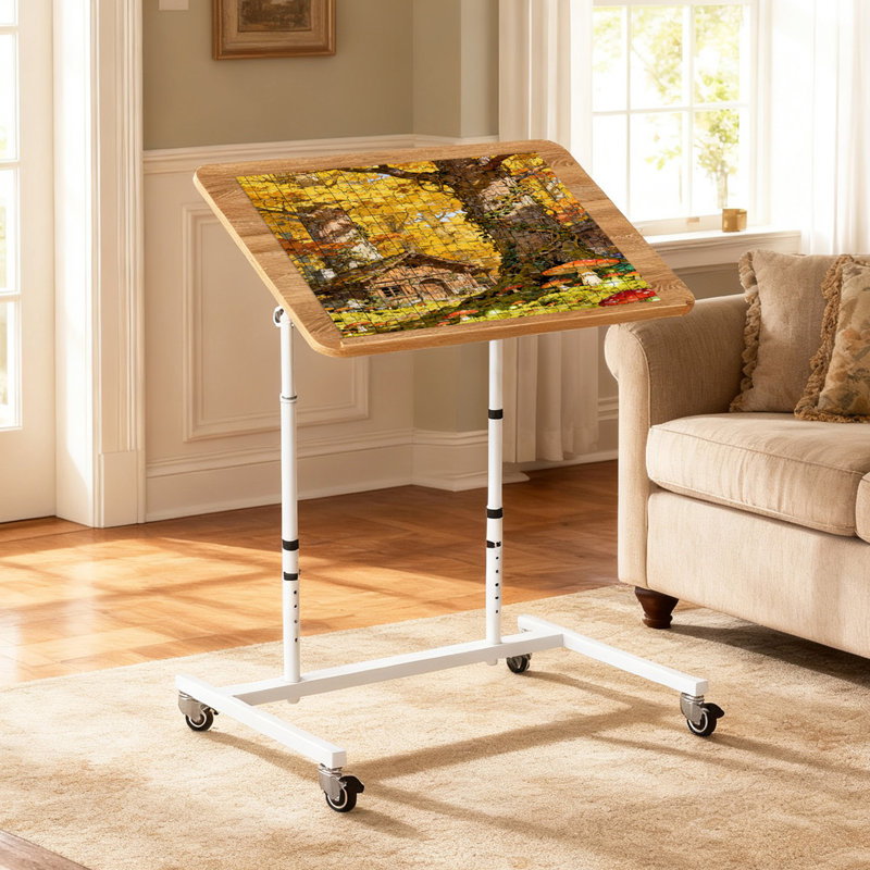 1500 Piece Jigsaw Puzzle Table with Wheels, White