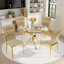 Glass Round Dining Table Set with Luxury Velvet Upholstered Dining Chairs-1459947682-1445209770-1459947683