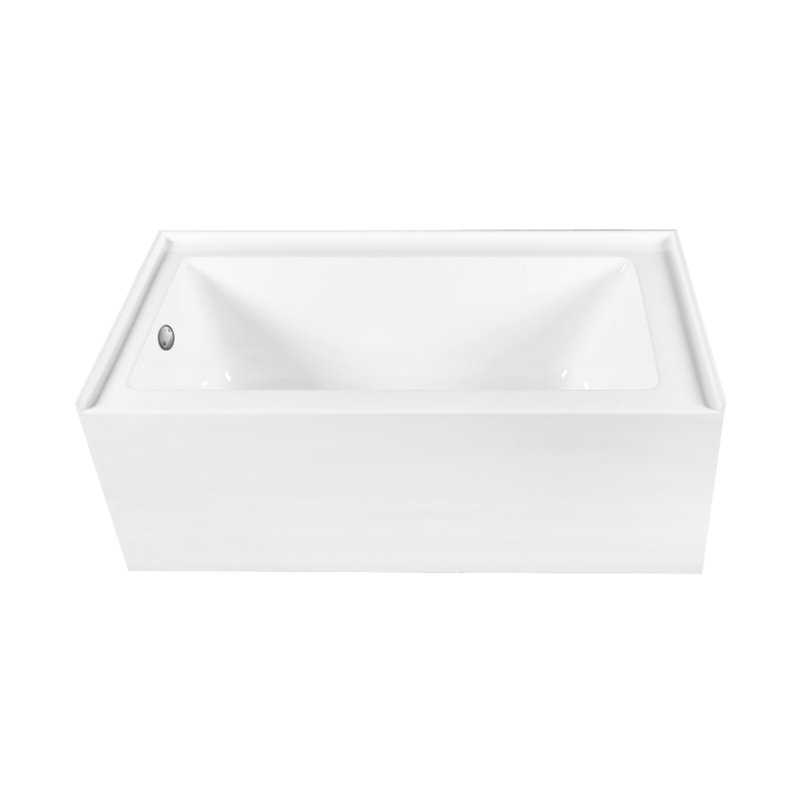 Kingston Brass Aqua Eden 60-Inch Acrylic Rectangular 3-Wall Alcove Tub, Hand Drain, Left, Brushed Nickel