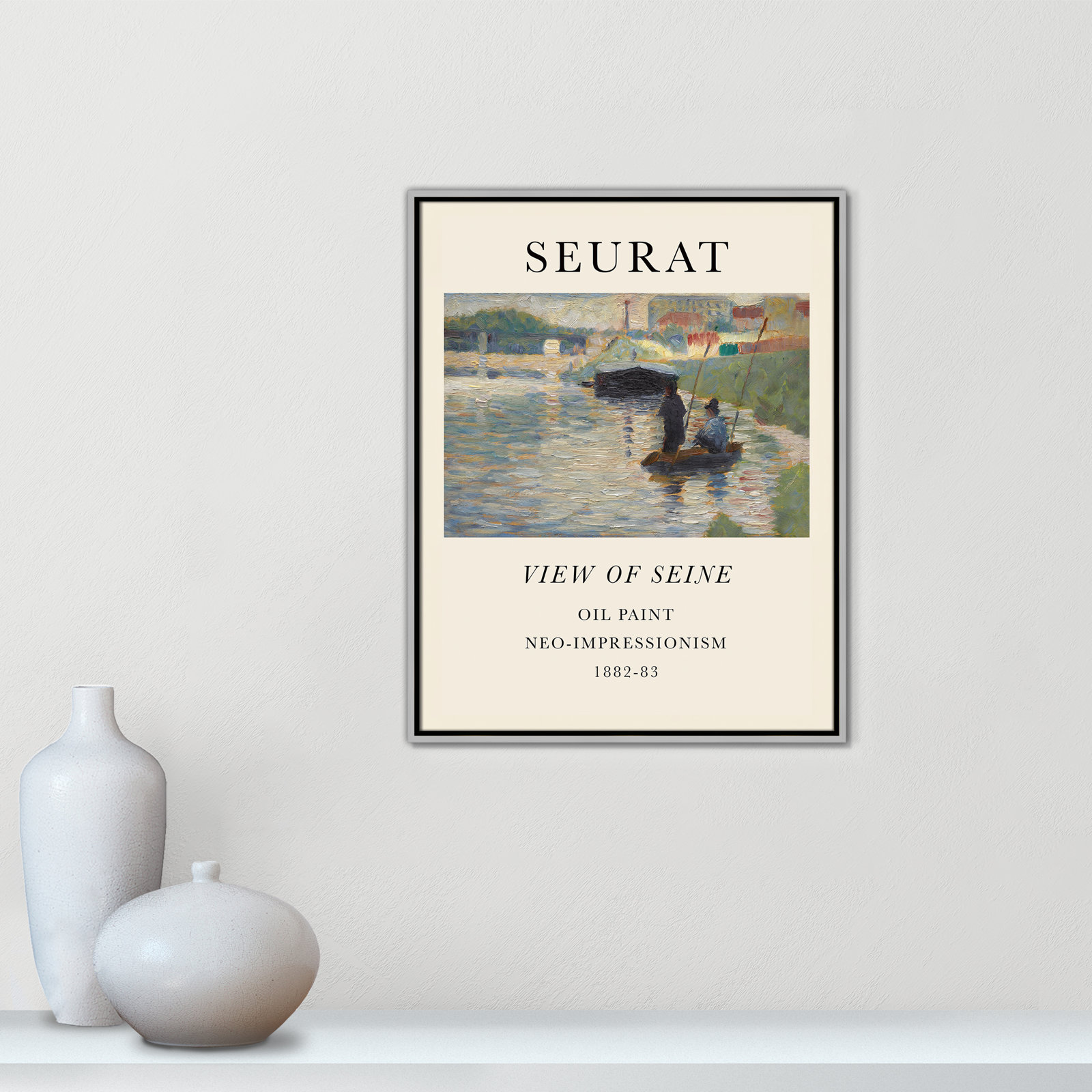 Old Masters Collection "View of Seine" Print, No, 29.5" H x 23.5" W x 2" D, Silver Floater Frame