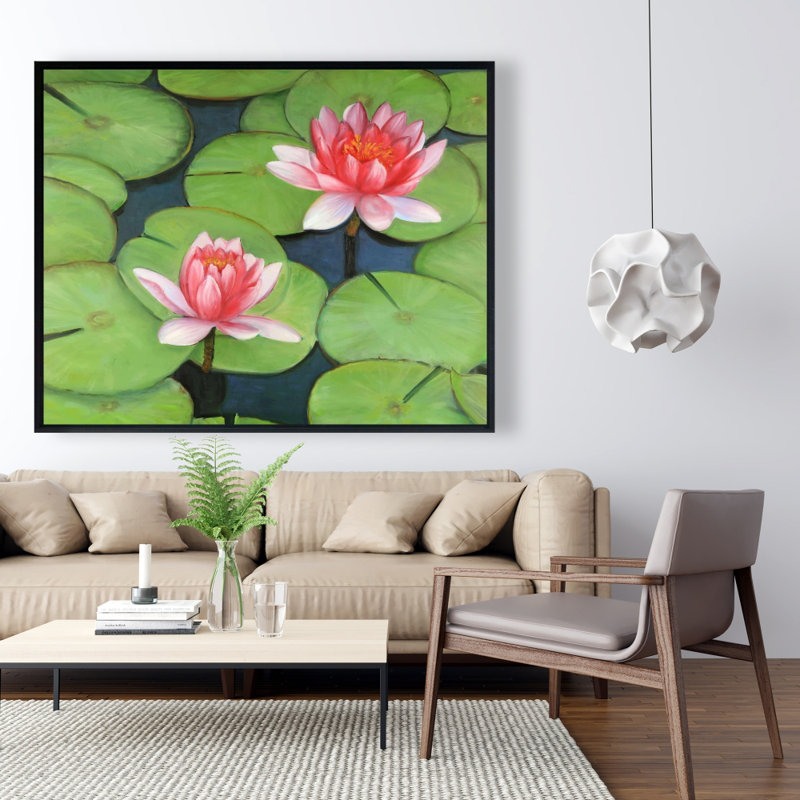 Lotus Flowers In A Swamp Print On Canvas, H 48 po x l 60 po