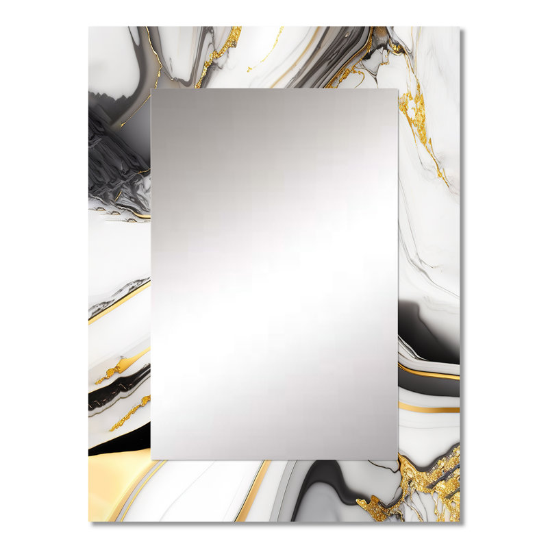 Abstrait Geode Marble Waves Gray IV - miroir décoratif abstrait, miroir mural moderne, impression d'art en métal