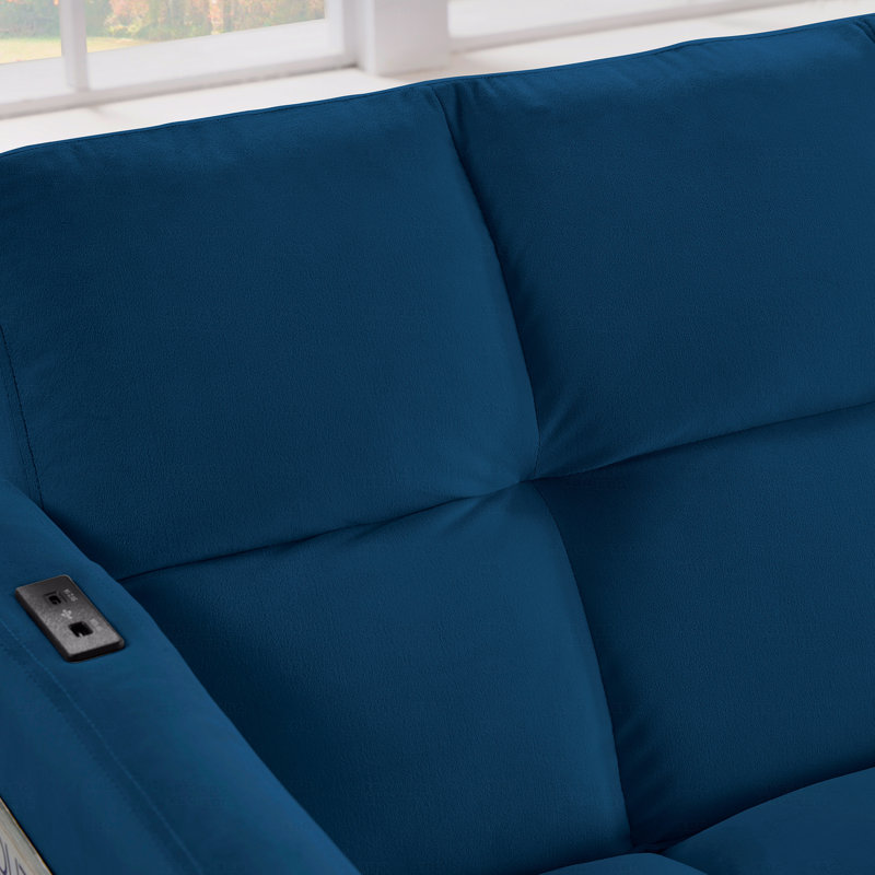Velvet Futon Couch, Marine