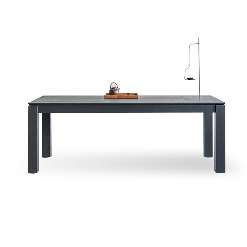 78.74" Black Rectangular Solid Wood Dining Table, 29.53"H x 78.74"L x 33.46"W