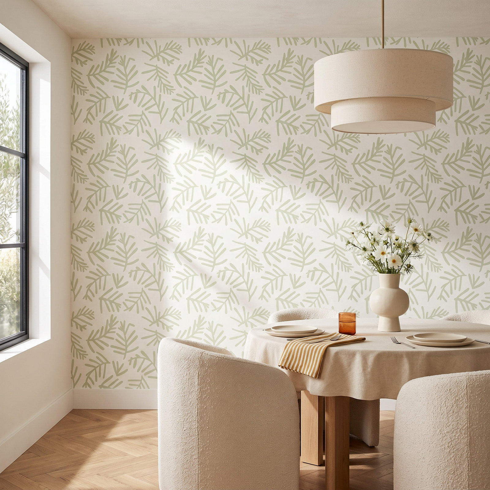 Caroline Z Hurley Wallpaper Double Roll, Sage Leaf