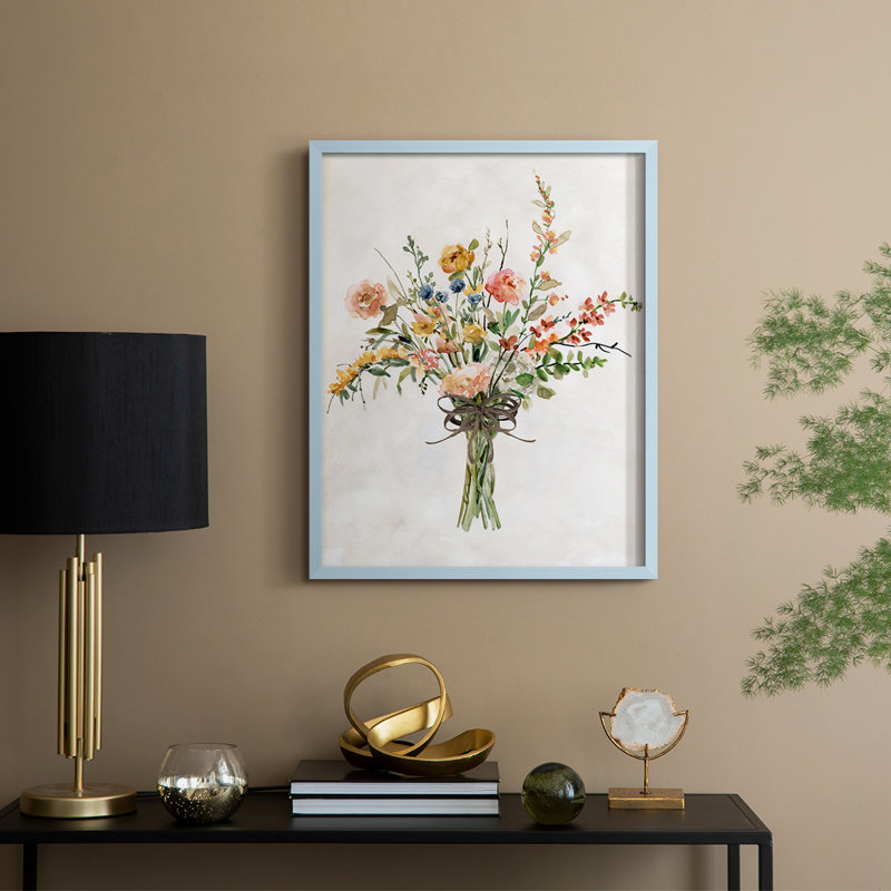 «Favorite Picks Bouquet I», reproduction encadrée - bois massif, H 15 po x l 12 po, Bleu