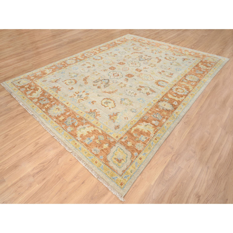 Tapis en laine noué à la main de couleur Oushak 9 pi 1 po x 11 pi 9 po B66ED142587E4DD5985A337E264EB9D6