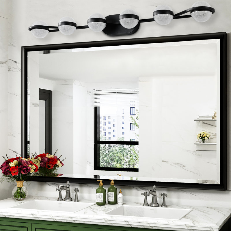 6 - Éclairage de meuble-lavabo noir, style moderne et simple, matériau en fer, brouillard, écoénergétique pour différentes pièces avec 6 lumières noires, économie, salle de bain, armoires de toilette, salle d'eau