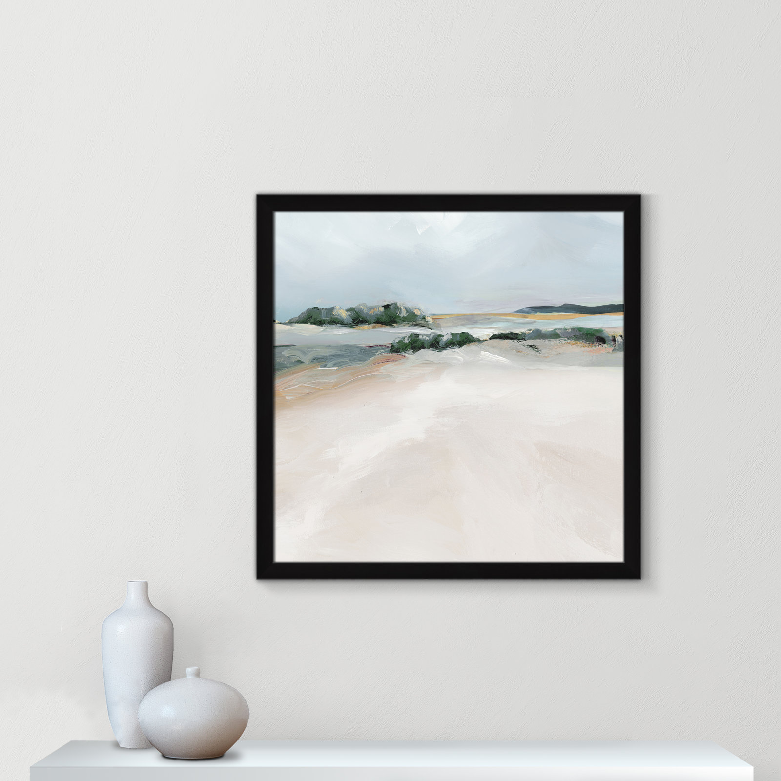 Shimmering Path - Picture Frame Painting on Paper, Black Framed, 28.5" H x 28.5" W x 1.12" D