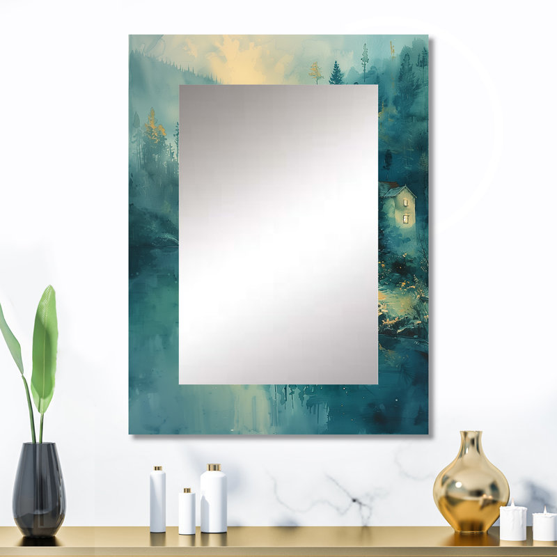 Miroir mural vert, vert et gris, 32 po x 24 po