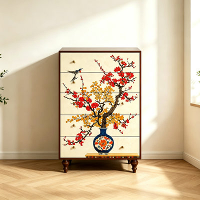 French Retro 5 Drawer Storage Cabinet