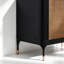 Meuble-lavabo autoportant en bois massif 36 po Mid-Century avec plateau en marbre 36 po-104916605