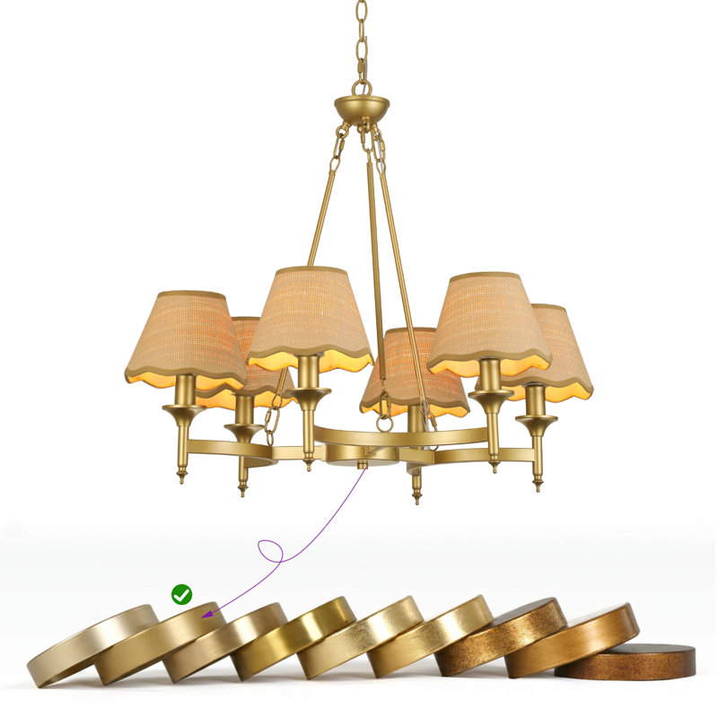 Lustre de ferme traditionnel à 6 lumières à intensité variable avec abat-jour et chaîne réglable pour îlot de cuisine