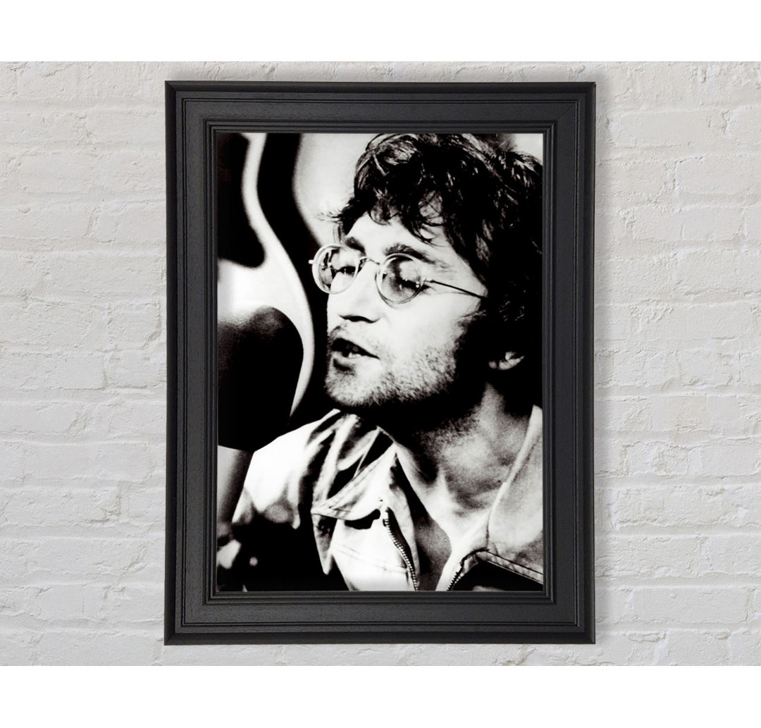 John Lennon Imagine B N W Gerahmter Druck