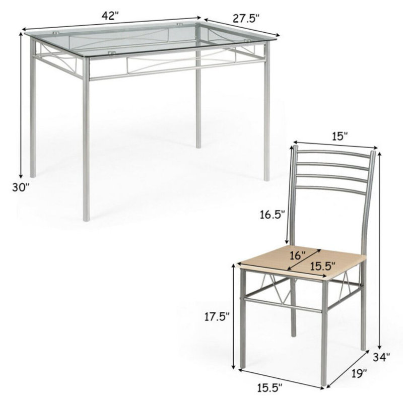 Ensemble de salle à manger rectangulaire de L 42 po x l 27,5 po Jeovoni