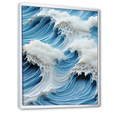 White And Blue Crashing Waves Collage - Coastal Waves Wall Art