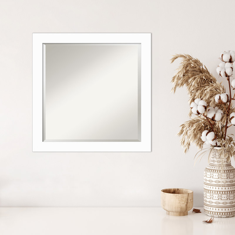 Miroir mural en bois Jimma, 23,5 po x 23,5 po, Blanc