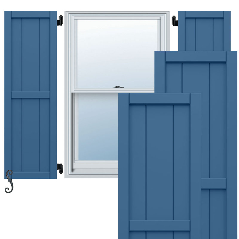21 1/2"W x 24"H EnduraCore Composite, Four Board Framed Board-n-Batten Shutters, Moss Green (Per Pair - Hardware Not Included)
