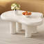 Table basse ronde 39 po pour le salon - table d'appoint de forme organique moderne blanc crème, conception à courbe douce, table de thé robuste à 4 pieds