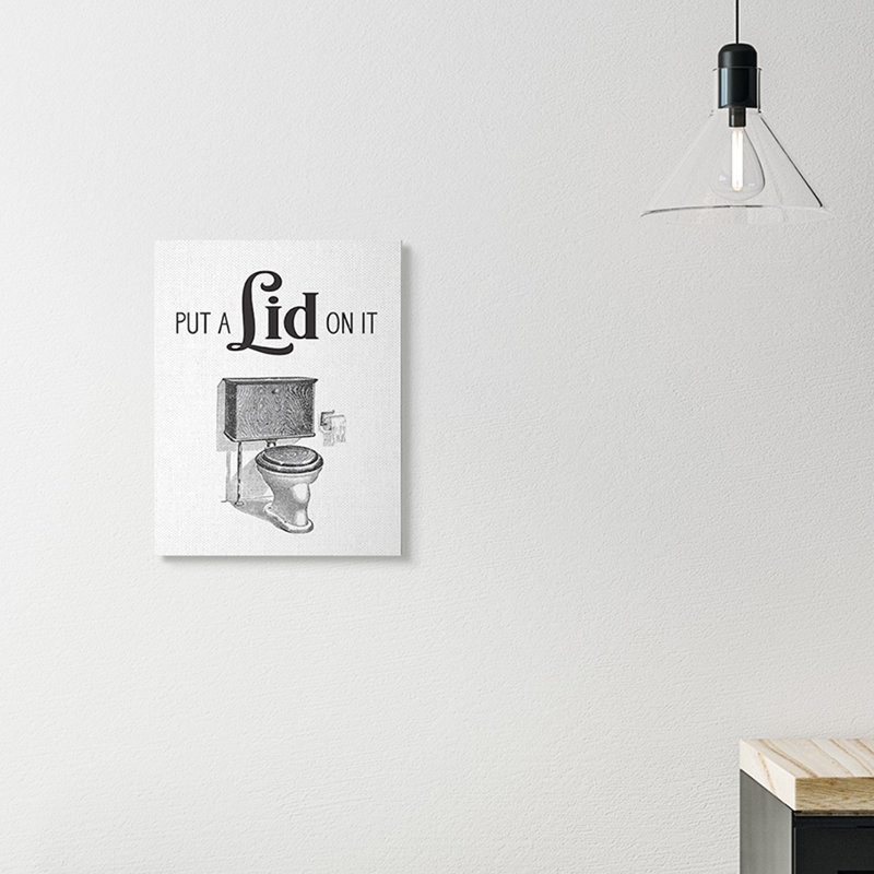 «Put A Lid On It Bathroom Bathroom Word Design», art textuel, Toile tendue, H 20 po x l 16 po