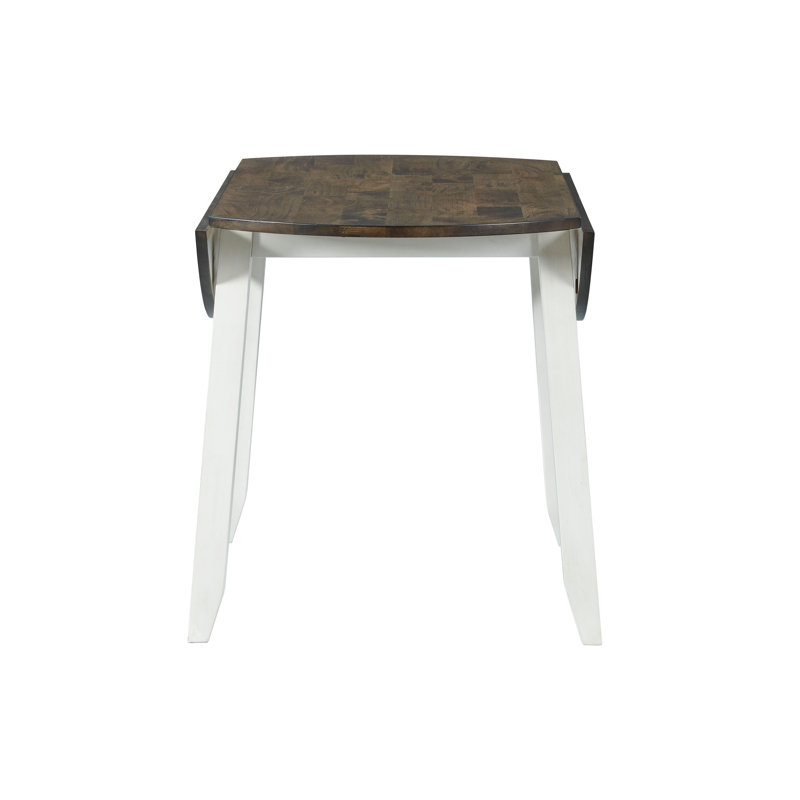 Transitional Kona 42" Round Extendable Solid Wood Dining Table in Gray & White