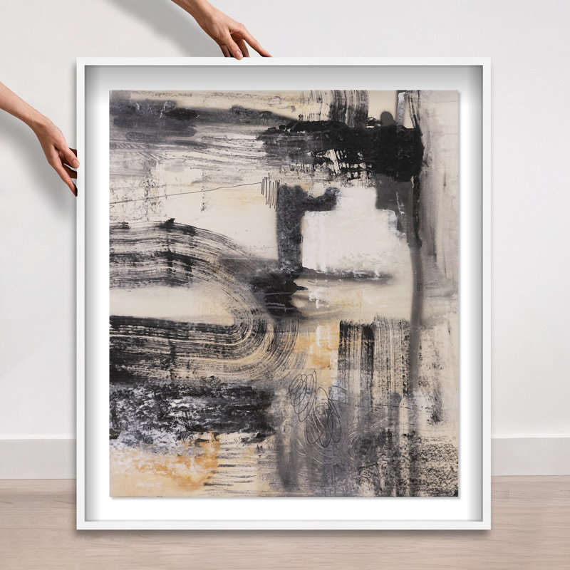 Oliver Gal Golden Ash Abstract - Luxury Shadowbox Framed Wall Art, 31.5" H x 25.5" W, White