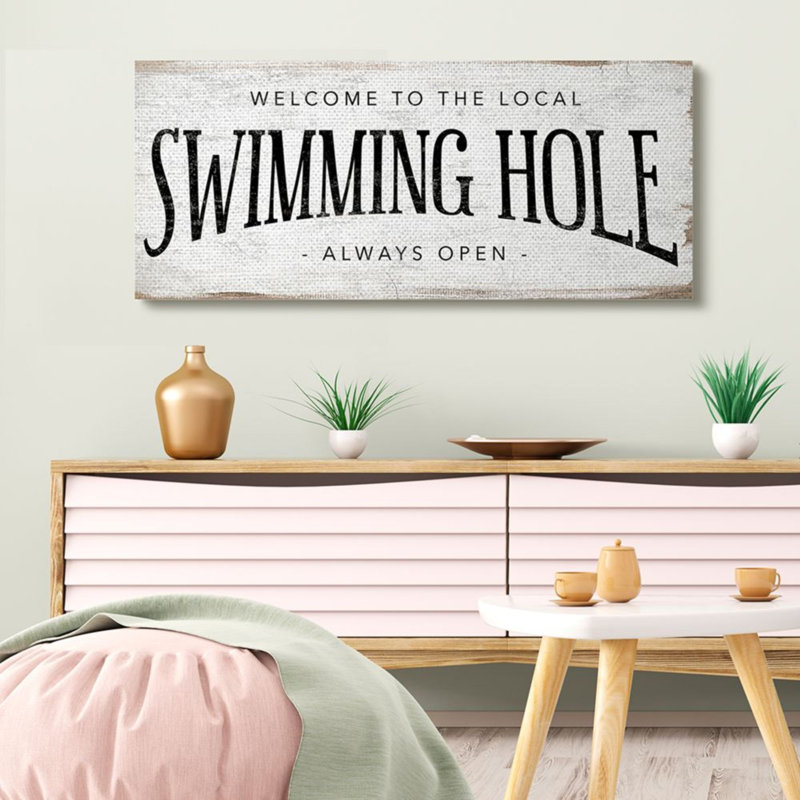 " Rustic Summer Local Swimming Hole Sign " by Daphne Polselli, Wrapped Canvas, 48" H x 20" W x 1.5" D