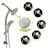 5" Multi Function Shower Head In Brushed Nickel With Adjustable Slide Bar - 5 Spray Patterns For Handheld And Settings Comfortable Bath