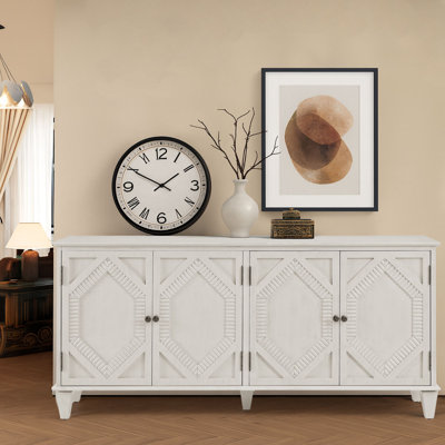 Classic Retro Wooden Four-Door Sideboard with Adjustable Internal Shelves