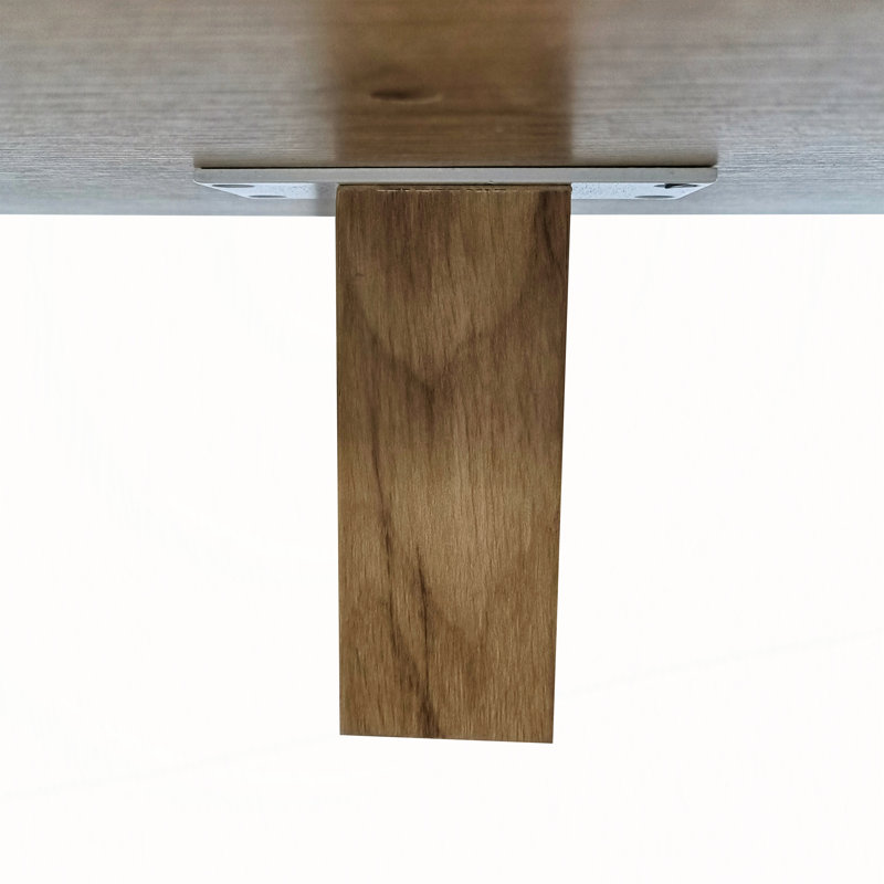Grande commode blanche minimaliste à 8 tiroirs avec pieds en bois massif, conception sans poignée