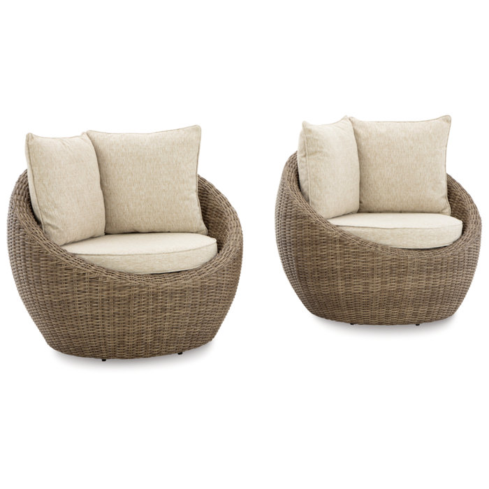 Signature Design by Ashley Swivel Patio Chair with Cushions & Reviews ...