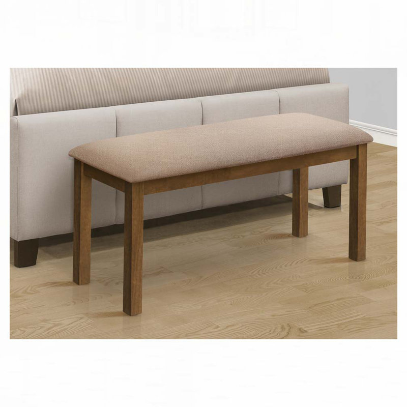 Jearldean 100% Polyester Upholstered Bench, Beige, Walnut Brown