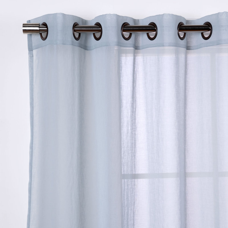 Paire de rideaux transparents avec œillets Amarely, L 52 po x L 96 po, Gris clair