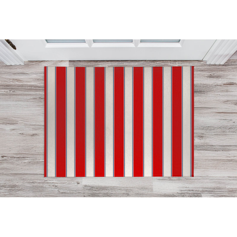 Cabana Stripe Indoor Doormat, 36" W x 60" L, Red