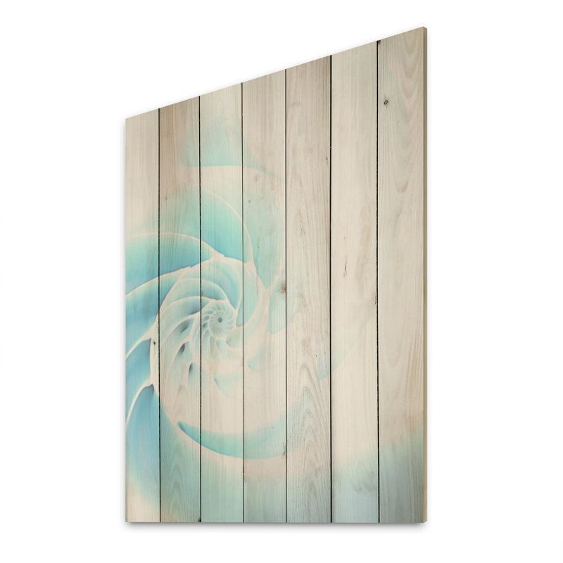 Abîme azur, spirale Nautilus - Nautilus, art sur bois de pin naturel, H 32 po x l 24 po