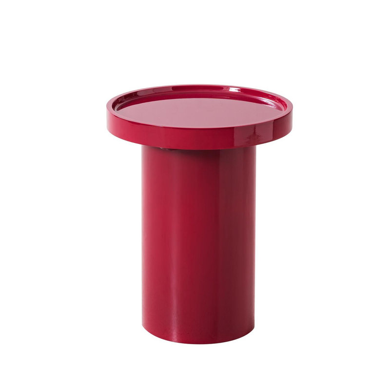Musae Modern Round Fully Assembled End Table with Enamel Finish, Red