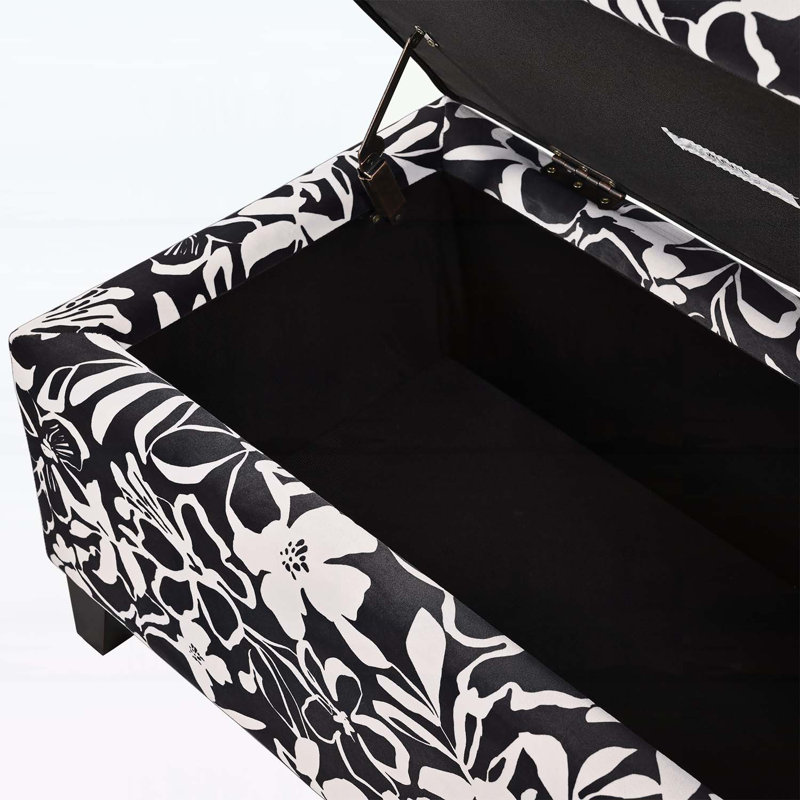 Storage Bench with Floral Patterned Fabric