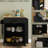 Black Kitchen Island Cart With Ac Outlets And Ports Storage, Microwave Stand, Towel Rack & Spice Rolling , Rack,