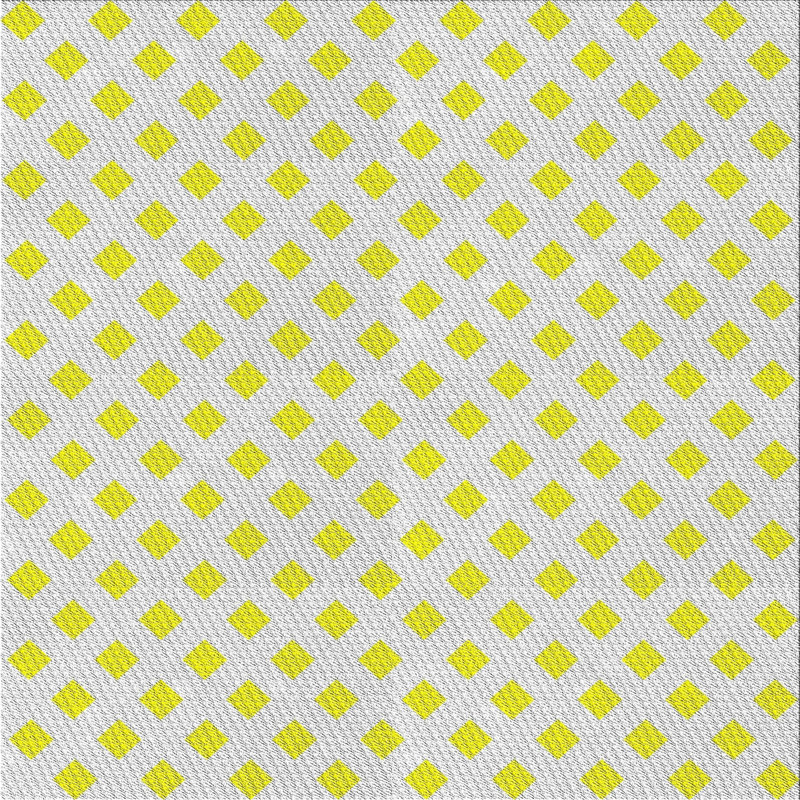 Blanc géométrique/jaune Tapis décoratif, Carré 7 pi