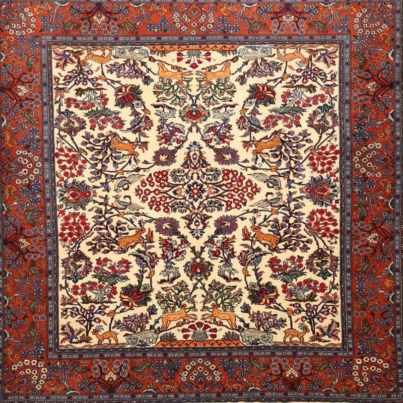 Tapis brun/noir/crème traditionnel, Rond 8 pi