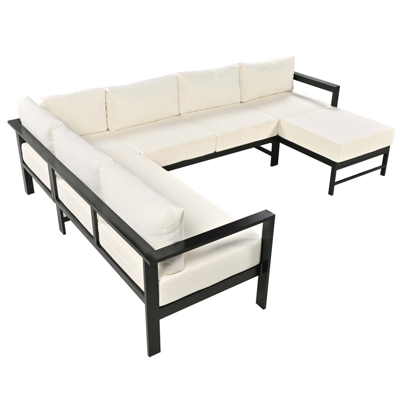U-Shaped Multi-Person Outdoor Sofa Set, White
