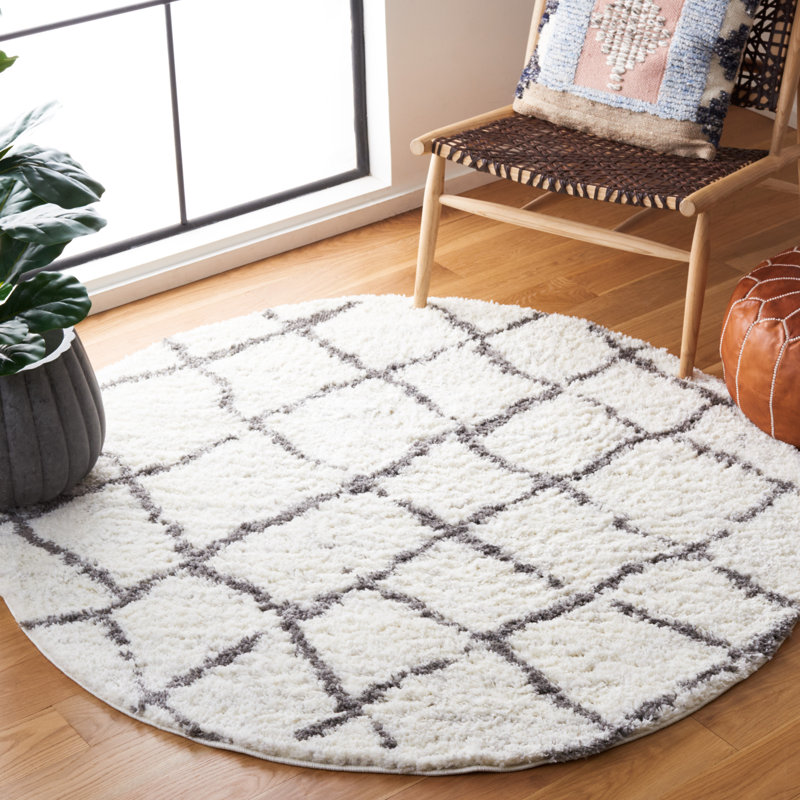 Tapis à poils longs Zettie, Rond 6 pi 7 po