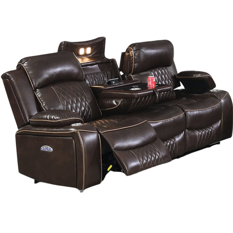 Siège à mouvement électrique contemporain avec porte-gobelet brun et réglable, Brown