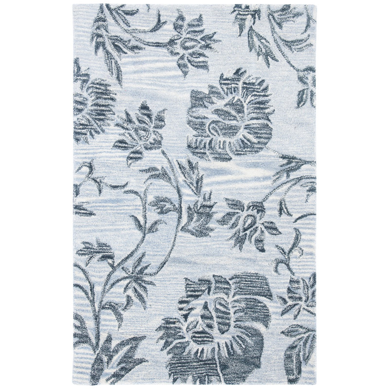 Soho Hand Tufted Wool And Viscose Floral Rug, Rectangle 2' x 3'